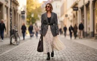 How to Style Fine Lace Maxi Skirts with Oversized Jackets