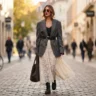 How to Style Fine Lace Maxi Skirts with Oversized Jackets